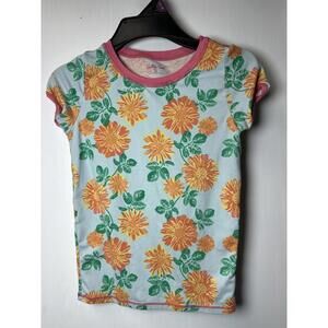 Matilda Jane | Girls Floral Short Sleeve Top |Blue Orange Pink Flowers | Size 8